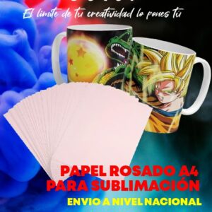 PAPEL  DE SUBLIMACIÓN FORMATO A4 Y A3 PRESENTACIÓN POR 100 HOJAS SECADO RÁPIDO